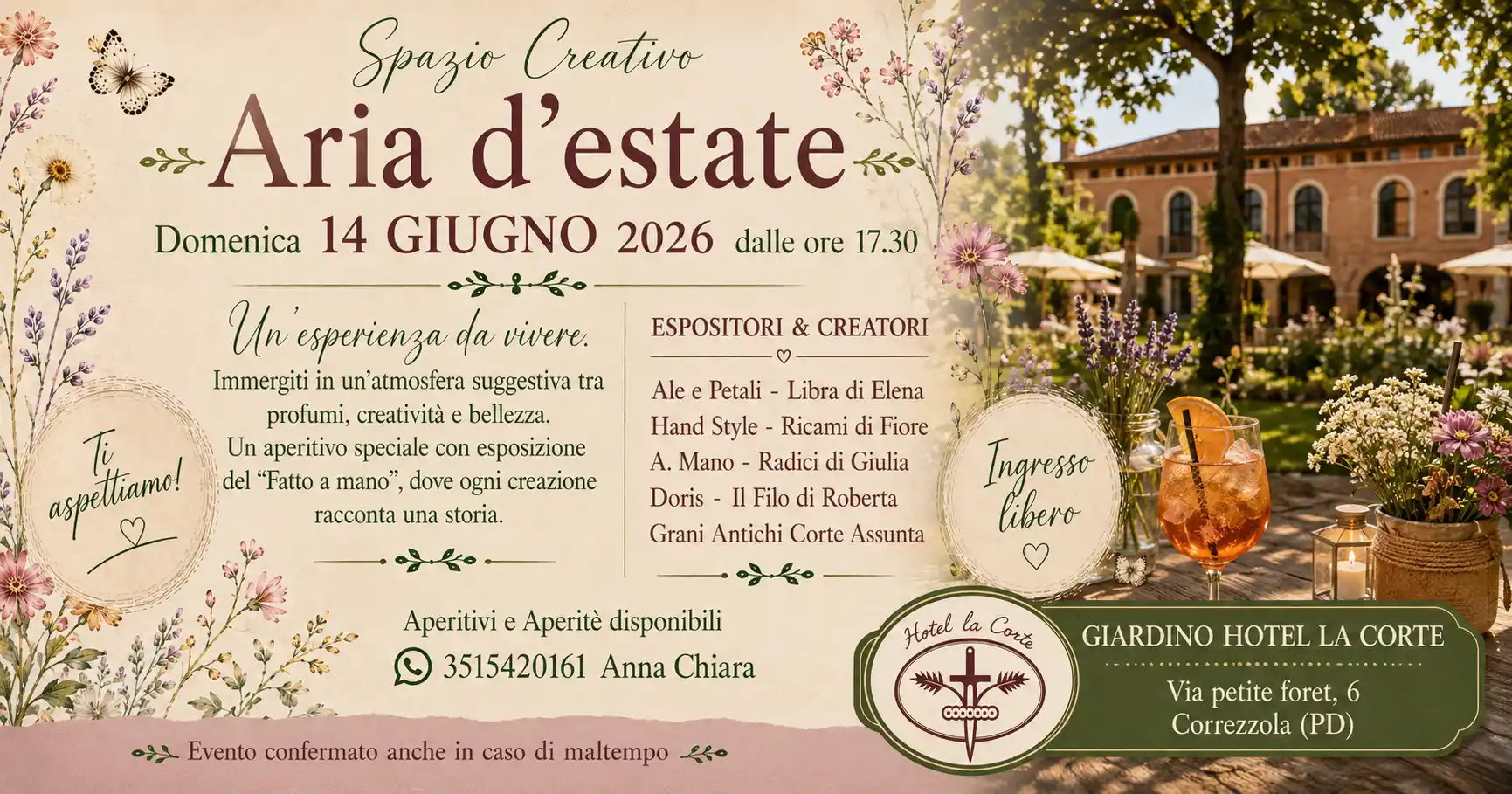 Spazio Creativo “Aria d’Estate” 2026 all’Hotel La Corte