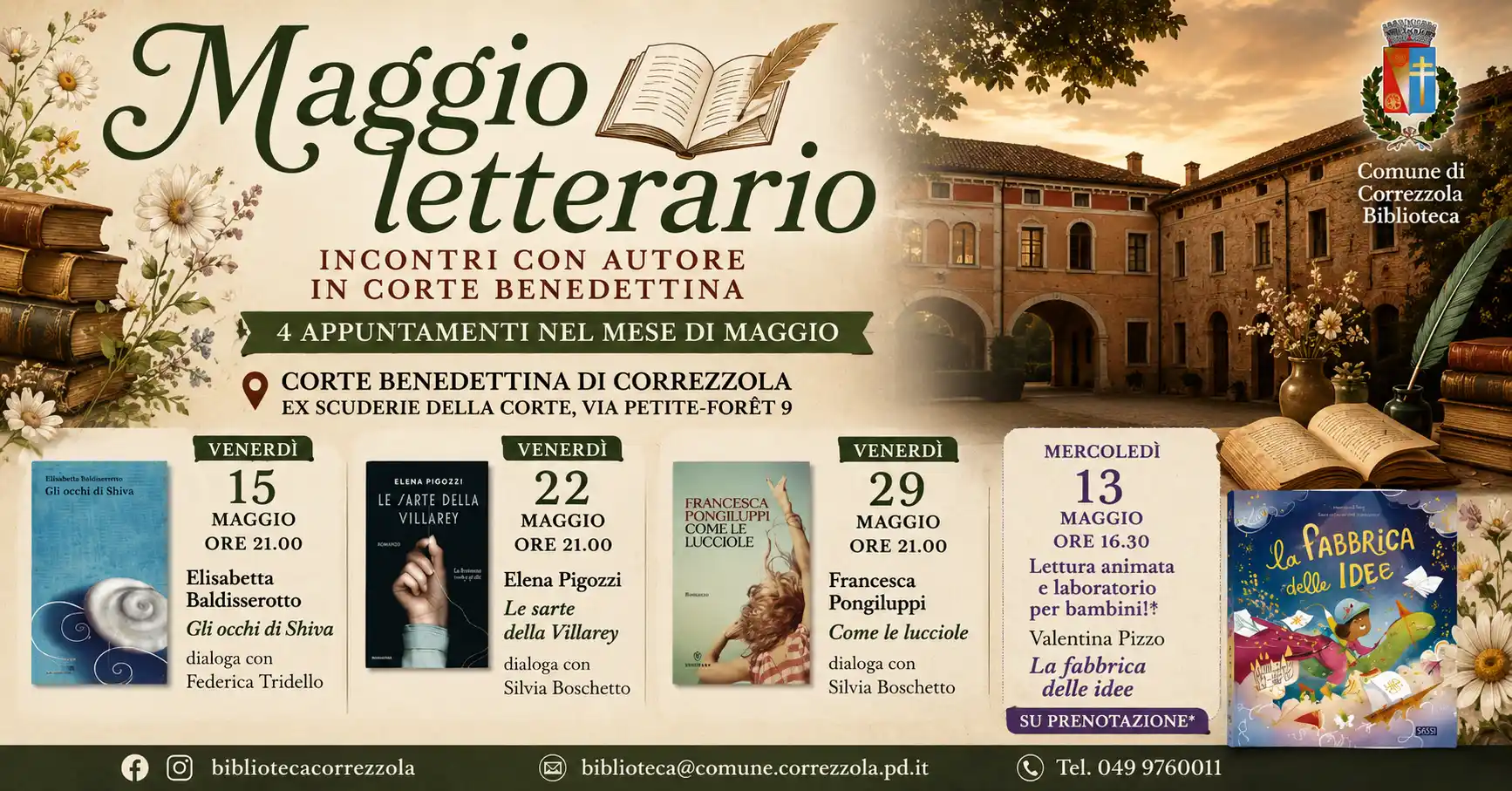 Maggio Letterario 2026 alla Corte Benedettina di Correzzola