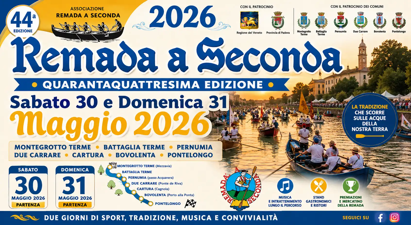 Remada a Seconda 2026 tra Terme Euganee e Saccisica